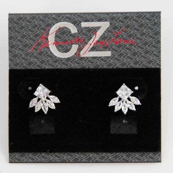 CZ by Kenneth Jay Lane Baguette Cluster Earrings - Picture 2 of 6